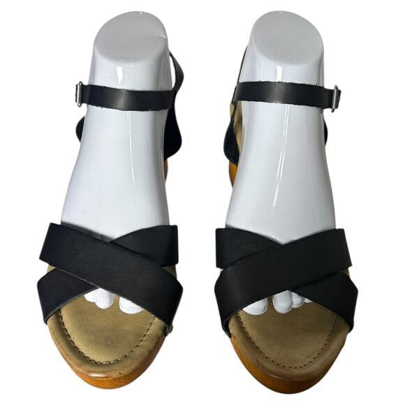 Mia Susan Black Strappy Platform Clog Heel Sandals Size 8.5 NWOB - Picture 2 of 7